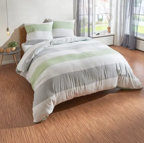 Traumschlaf Biber Bettwäsche Streifen grün